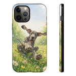 Playful Dog in Meadow Great Dane phone case | Puppy Art Tough Cover