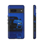 Blue Mustang Art Phone Case, GT500 American Muscle Car Tough Cover for Men
