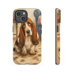 Guilty Basset Hound Phone Case, Muddy Watercolor Art Cover