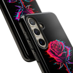 Glitch Rose Neon Phone Case Vaporwave Tough Cover