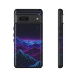 Retro Neon Mountains Phone Case | Vaporwave Galaxy Landscape