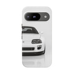 White MK4 Supra Phone Case, Retro 90s JDM Tough Cover for Car Enthusiasts
