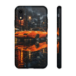 Orange Daytona Phone Case, Rainy City Night Muscle Car Tough Cover