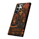 DJ Cat Phone Case, Glowing Turntables Folk Art Cover