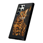 Bengal Cat Geometric Portrait Tough Phone Case - Gold Black Poly