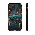 Vintage Teal 1957 Bel Air Classic Car Tough Case | Retro Rainy City Phone Cover
