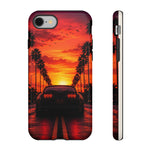 Matte Black MK4 Supra Sunset Tough Phone Case - Palm Silhouette