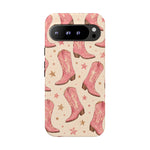 Pink Cowboy Boots phone case | Western pattern | Pastel stars