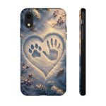 Pet Paw Print Phone Case Snow Heart Tough Cover Gift Art