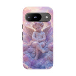 Cherub Cloud Throne Phone Case, Pastel Marble 3D Render Cover