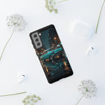 Vintage Teal 1957 Bel Air Classic Car Tough Case | Retro Rainy City Phone Cover