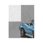 1967 Blue C2 Corvette Convertible Blanket | Classic Car Sketch Throw