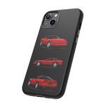 C4 Corvette Art Phone Case Red, Three-View Vector Cover, Gift