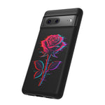 Glitch Rose Neon Phone Case Vaporwave Tough Cover