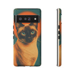 Siamese Cat Retro Halftone Portrait Case - Orange Teal Print