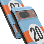 Copy of Blue Orange Number 20 Retro Racing Stripe Tough Phone Case Cover