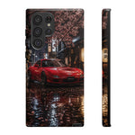 Red FD RX-7 Blossom Alley Tough Phone Case - Rain-Slicked Night
