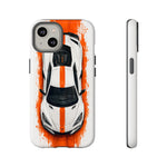 Z06 C8 Phone Case, White Top-Down Painterly Stripe Cover