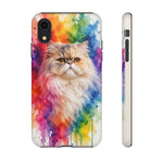 Persian Cat Watercolor Portrait Tough Phone Case - Rainbow