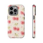 Pink Cherry Pattern Phone Case | Cute Retro Fruit Design
