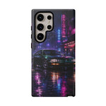 Neon City Night Prelude JDM Car phone case | Vaporwave rainy street