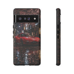 Red FD RX-7 Blossom Alley Tough Phone Case - Rain-Slicked Night