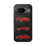 C4 Corvette Art Phone Case Red, Three-View Vector Cover, Gift