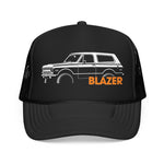 K5 Blazer Foam Trucker Hat – Classic Off Road SUV Silhouette Snapback Mesh Cap Retro Chevy Truck Style