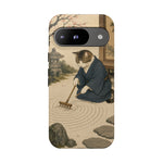 Zen Garden Cat Phone Case, Sand Spiral Japanese Art Cover