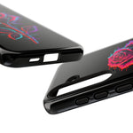 Glitch Rose Neon Phone Case Vaporwave Tough Cover