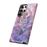 Cherub Cloud Throne Phone Case, Pastel Marble 3D Render Cover