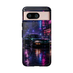 Neon City Night Prelude JDM Car phone case | Vaporwave rainy street
