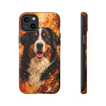 Bernese Mountain Dog Portrait Tough Phone Case - Warm Paint Splatter