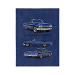 1963 Blue Galaxie Convertible Illustration Blanket | Classic Car Artwork