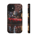 Red FD RX-7 Blossom Alley Tough Phone Case - Rain-Slicked Night