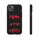 C4 Corvette Art Phone Case Red, Three-View Vector Cover, Gift