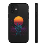 Synthwave Wireframe Hand Retro Sun Phone Case Tough Case