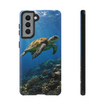 Sea Turtle Reef Phone Case, Coral Ocean Dappled Sunlight Tough Cover