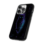 Glitch Owl Silhouette Art Tough Phone Case - Violet Teal