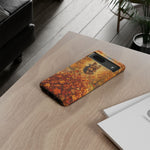 Yorkshire Terrier Jumping in Autumn Leaves Tough Case | Fall Dog Phone Cover