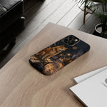 Shiba Inu at Snowy Train Station Phone Case | Winter Dog Scene