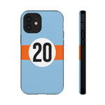 Copy of Blue Orange Number 20 Retro Racing Stripe Tough Phone Case Cover