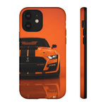 Orange Mustang Art Phone Case, GT500 American Muscle Car Tough Cover for Male