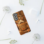 Coffee Cat Phone Case, Cozy Morning Folk Art Cover, Gift