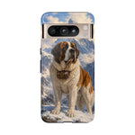 Saint Bernard Dog Phone Case | Mountain Snow Scene, Protective Tough Case