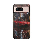 Red FD RX-7 Blossom Alley Tough Phone Case - Rain-Slicked Night