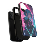 Anime Girl Phone Case Teal, Neon Kanji Calm Gradient Tough Cover