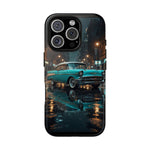 Vintage Teal 1957 Bel Air Classic Car Tough Case | Retro Rainy City Phone Cover