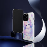 Pastel Cat Phone Case, Headphones Glitch Color Block Cover