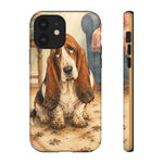 Guilty Basset Hound Phone Case, Muddy Watercolor Art Cover